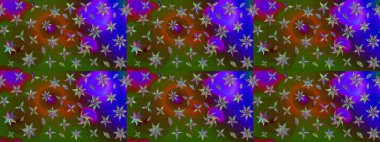 Raster illüstrasyonundaki çiçek desenli çizim. Yeşil renkte çiçekler.