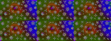 Kumaş desenli papatya çiçeği detayı. Yeşil renkte çiçekler.