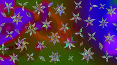 Yumuşak, yaz çiçekli arka plan. Çiçekli karalama şeklinde Raster çiçek deseni. Kahverengi renkte çiçekler.