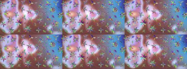 Bahar mevsimi. Nazik romantik baskı. Raster güzel bir çiçek deseni çizmiş. Tatil havası..