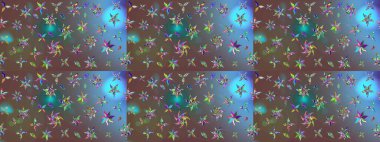 Şirin çiçekli, desenli, kahverengi renkli bir eskiz deseni. Tekstil için suluboya eskiz deseni. El çizimi çiçek çizimi deseni (fayans)).