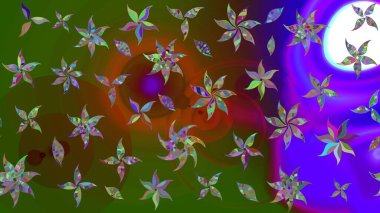 Renkli Bahar Teması eskiz kalıbı. Raster illüstrasyonu. Yeşil renkte zarif çiçek buketi suluboya. Düz Çiçek Elementleri Tasarımı.