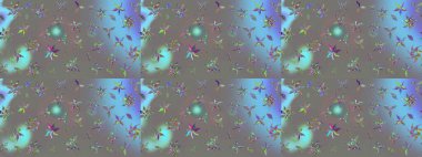 Soyut etnik raster çizim kalıbı. Çiçekler. Vadinin gri renkli çiçekleri.