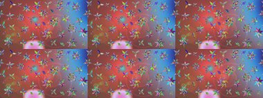 Raster illüstrasyonundaki çiçek desenli çizim. Kahverengi renkte çiçekler.