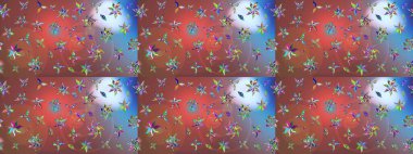 Çiçek desenli çizim. Kahverengi renkli çiçekler. Asya tekstil tarzında. Raster illüstrasyonu. Raster illüstrasyonu.