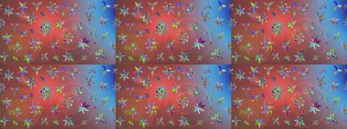 Renkli çizim kalıbı. Kahverengi renkli şirin tekstil. Çiçek duvar kâğıdı. Raster illüstrasyonu. Çiçek arka planı.