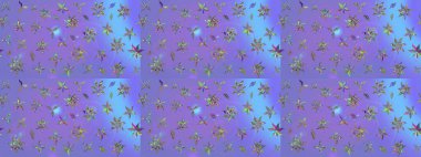 Moda baskıları için zarif bir şablon. Modern çiçek arkaplanı. Parlak renkli çiçekleri ve mor renkli yaprakları olan harika bir çiçek deseni. Halk stili.