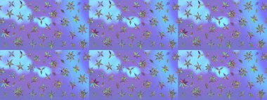 Moda baskısı. Çiçeğin suluboya çizimlerinin mükemmel deseni. Raster illüstrasyonu. Suluboya çizim kalıbı. Eski model. Dekorasyon ve tasarım için güzel desen.