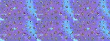 Çiçek tasarımı için inanılmaz bir kolaj cenneti tarzı. Çiçekli zambakların eskiz geçmişi. Parlak çiçekli kolaj çiçekleri mor.