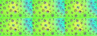 Yeşil renkli etnik çiçeklerle süslenmiş zarif bir eskiz şekli. Asya Tekstil 'inde Raster Çiçek İllüstrasyonu.