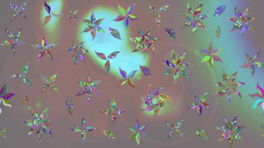 Gri renkli bitkilerden oluşan parlak çiçekli çizim deseni.