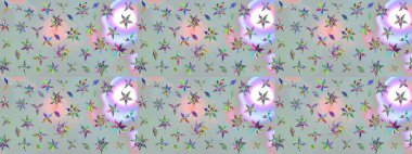 Renkli Yaz Temalı eskiz kalıbı. Gri renkli çiçekler. Düz Çiçek Elementleri Tasarımı. Sevimli çiçek raster deseni.