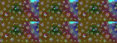 Yaz çiçekleri teması. Yeşil renkler. Suluboya resim taklit Raster çizimi. Klasik çiçekler. El çizimi soyut süslü elementler.