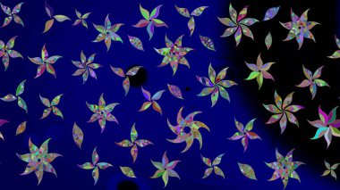 Mavi renkli çiçekler. Çizim çiçek deseni duvar kâğıdı olarak kullanılabilir. Raster illüstrasyonu.