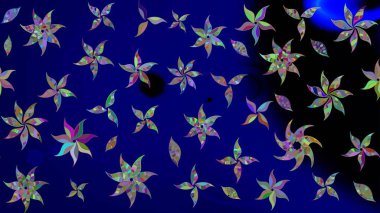 Tropik çiçekler. Gömlek, arka plan modelini çiz. Mavi renkte çiçekler.