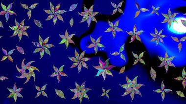 Mavi renkli çiçekler. Tropik çiçekler. Gömlek çizimi Arkaplan Deseni.