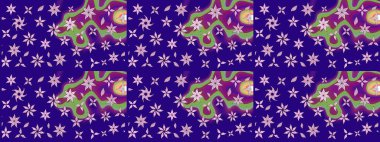 Çiçekli karalama şeklinde Raster çiçek deseni. Mavi renkli çiçekler. Yumuşak, bahar çiçekli arka plan.