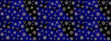 Raster Illustrasyon 'daki Çiçek Deseni' nin son moda çizimi. Mavi renkli çiçekler. Düz Çiçek Elementleri Tasarımı. Renkli Yaz Teması çizim şablonu.