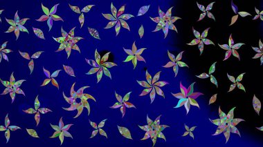 Raster illüstrasyonu. Mavi renkli çiçekler. Küçük çiçekte sevimli çiçek deseni var..