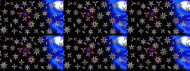 Soyut etnik raster çizim kalıbı. Vadinin çiçekleri siyah renklerde. Çiçekler..