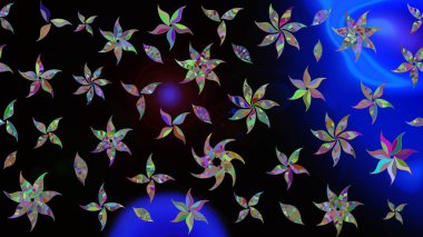 Renkli Bahar Teması eskiz kalıbı. Şirin çiçek elementleri. Taslak desenli, modaya uygun kumaş deseni. Raster illüstrasyonu. Düz Çiçek Elementleri Tasarımı.