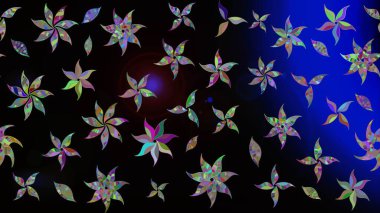 Suluboya, elle çizilmiş. Siyah üzerine çiçekler. Eskiz arkaplan modeli. Raster stoku.