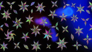 Raster illüstrasyonu. Robot resim. Siyah renkli çiçekler. Şirin çiçek elementleri..