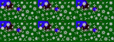 Tropik çiçek desenleri. Raster illüstrasyonu. Yeşil renkte çiçekler.