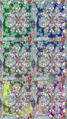 Raster - stok. Kusursuz bir arka plan modeli. Yapraklı çiçekler ve doğal renklerde papatya çiçekleri..