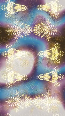 Düz kar karalama ikonları, yılbaşı afişi için kar taneleri silueti, kartlar. Yeni yıl kar tanesi. Güzel soyut kar tanesi raster tasarımı altın renkler üzerine.