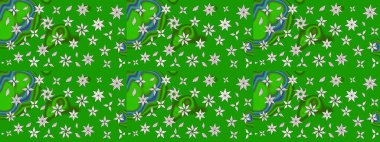 Tropik çiçekler. Yeşil renkli çiçekler. Gömlek çizimi Arkaplan Deseni.