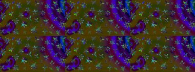 Raster Floral Illustration, Asyalı tekstil. Kahverengi renkli etnik çiçeklerle zarif bir eskiz deseni..