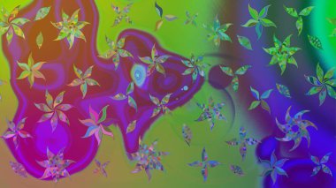 Çiçek arkaplan. Renkli çizim kalıbı. Yeşil renkli şirin tekstil. Raster illüstrasyonu. Çiçek duvar kağıdı.