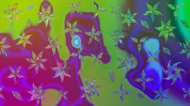 Soyut etnik raster çizim kalıbı. Arkaplan dokusu, duvar kağıdı, yeşil renkli çiçek teması. Kabile sanatı boho baskısı, klasik çiçek arkaplanı.