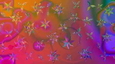 Pembe renkli çiçekler. Şirin çiçek elementleri. Raster illüstrasyonu. Çizim.