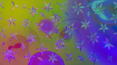 Raster illüstrasyonu. Çiçekli karalama şeklinde Raster çiçek deseni. Nazikçe, yaz çiçekleri menekşe renklerinde.