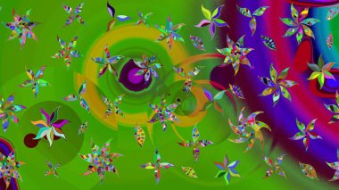 Çiçek kolajı. Raster deseni. Doğa. Çiçek kompozisyonu. - Yeşil çiçekler. Çiçek arkaplan. Küçük çiçekte güzel desen var..