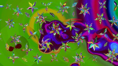 Çiçekler suluboya tarzında yeşil renkte. Çiçekli yeşil renkte bir çiçek deseni çiz.