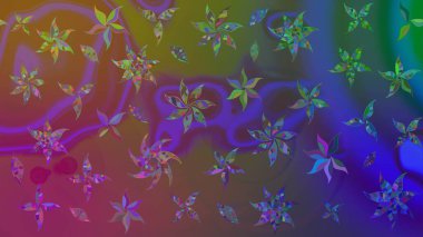 Kahverengi renkli çiçekler. Raster illüstrasyonunda çiçek deseni çizimi.