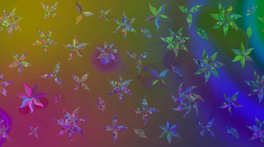 Renkli Bahar Teması eskiz kalıbı. Raster illüstrasyonundaki çiçek desenli çizim. Kahverengi renkli çiçekler. Düz Çiçek Elementleri Tasarımı.