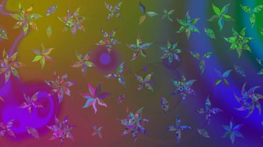 Renkli Bahar Teması eskiz kalıbı. Raster illüstrasyonundaki çiçek desenli çizim. Düz Çiçek Elementleri Tasarımı. Süslü kumaş deseni.