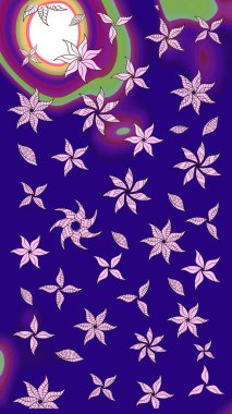 Raster illüstrasyonu. Mavi kıvırcık çiçekler mavi renkte şekillenir. Klasik çiçek tasarım elementleri.