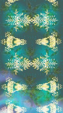 Raster illüstrasyonunda kusursuz çiçek deseni. Çiçekler mavi, yeşil ve nötr renklerde.