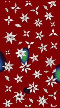 Kırmızı renkte çiçekler. Düz Çiçek Elementleri Tasarımı. Çiçekli çiçek deseni, suluboya. Raster illüstrasyonu. Renkli Bahar Teması çizim şablonu.