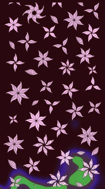 Renkli Yaz Temalı eskiz kalıbı. Çiçekli eskiz çizimi. Düz Çiçek Elementleri Tasarımı. Kahverengi renkte çiçekler.