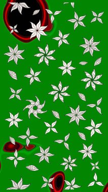 Çiçek desenli eskiz. Gömlek baskısı için çiçek boyası. Yeşil renkte çiçekler.