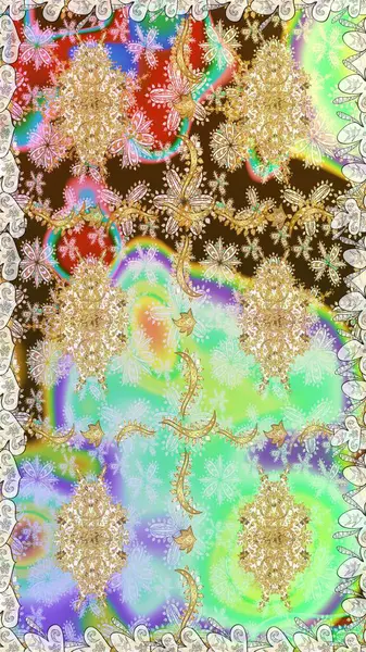 Tarafsız renklerde, altın elementlerle kusursuz klasik desen. Noel, kar tanesi, yeni yıl 2019.