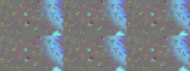 Yapraklı çiçekler ve kır renkli papatya çiçekleri. Eskiz arkaplan modeli. Raster - stok.