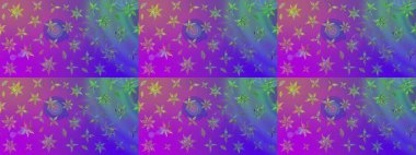 Düz Çiçek Elementleri Tasarımı. Mor renkli çiçekler. Renkli Bahar Teması eskiz kalıbı. Çiçek desenli eskiz, yaz çiçekleri..