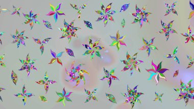 Çiçekli karalama şeklinde Raster çiçek deseni. Raster illüstrasyonu. Gri renkte yaz çiçekleri.